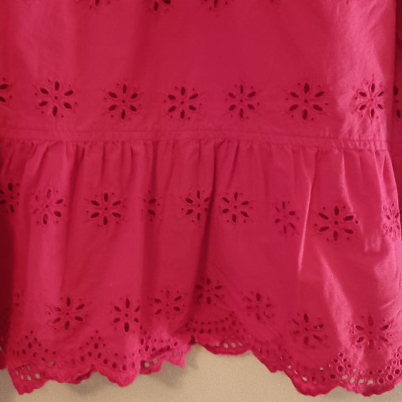 Madewell Top Peplum Blouse Eyelet Red Womens Size Medium Back tie Keyhole Casual - Picture 4 of 9